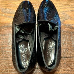 Men’s new (tags still attached) Giorgio Armani slips, size 8, black.